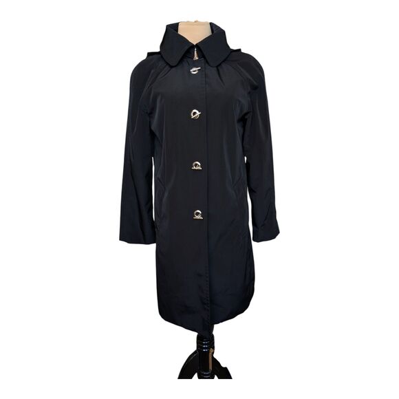 London Fog Jackets & Blazers - London Fog Women's Black Trench Coat Water Resistant Removable Hood Small Jacket